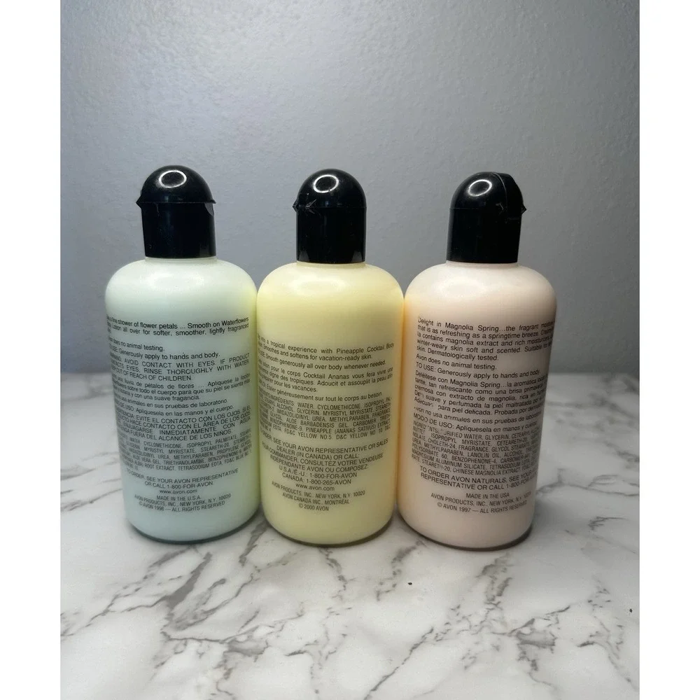 3 Vintage Avon Naturals Waterflowers Pineapple‎ Magnolia Spring Body Lotion New
